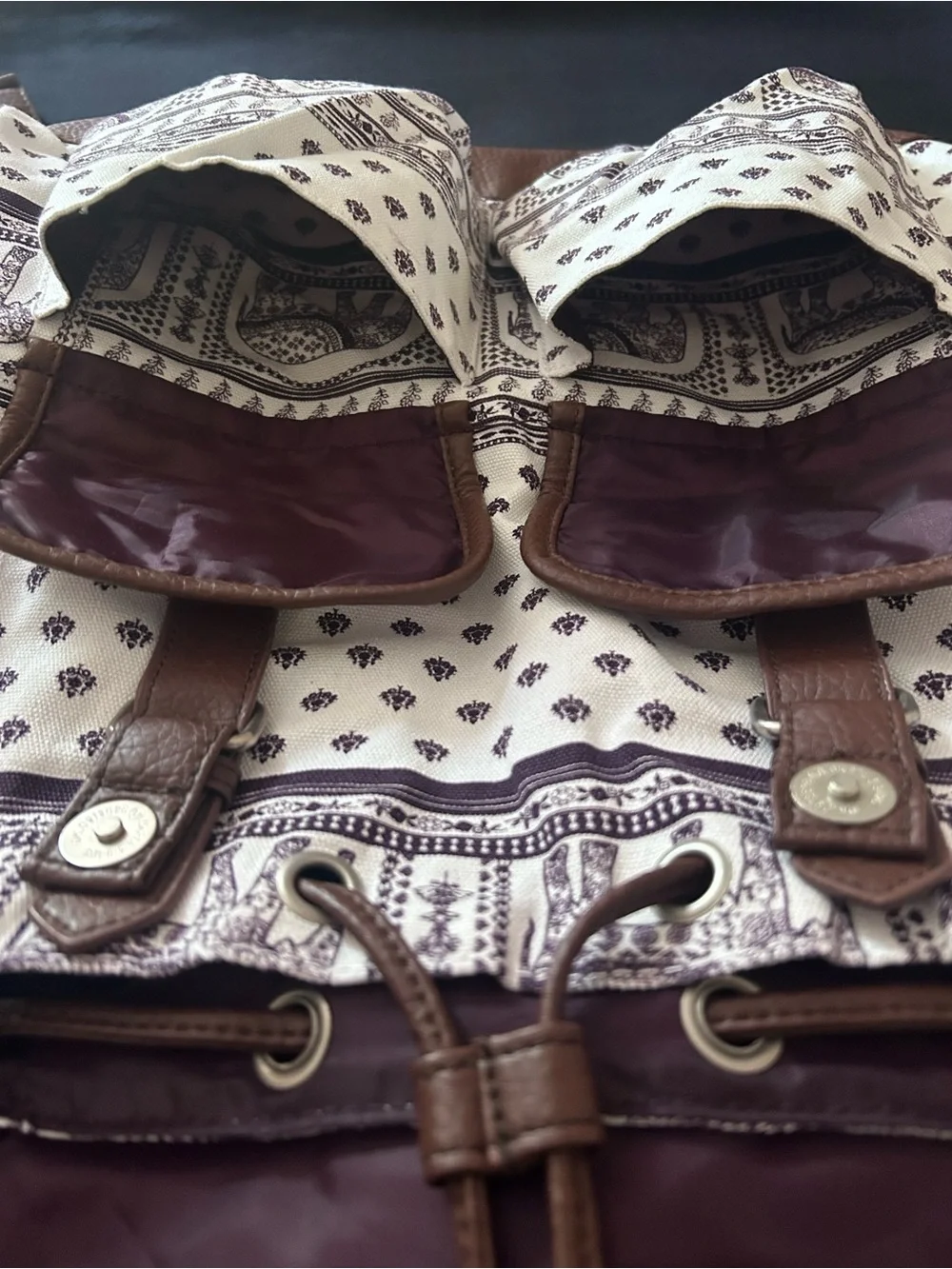 Empyre Boho Elephant Print Canvas Rucksack Backpack, Zumiez, NWT